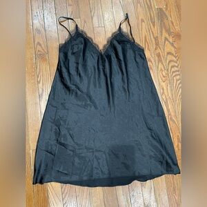 Victoria's Secret Black Satin Lace Chemise
